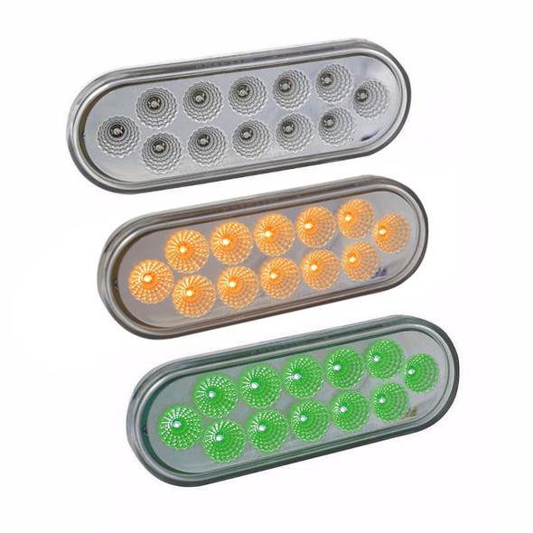 Dual Revolution Oval Stop Tail Turn Amber & Green LED Light