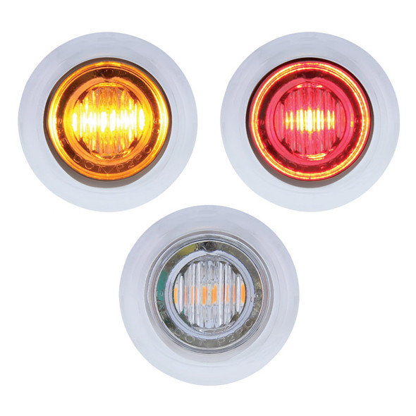 3 LED Amber & Red Dual Color Clearance Marker Light With Bezel