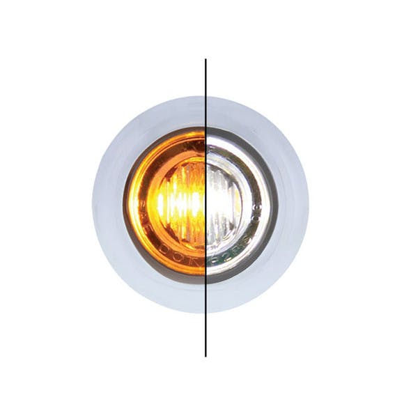 3 LED Amber & White Dual Color Mini Clearance Marker Light With Bezel