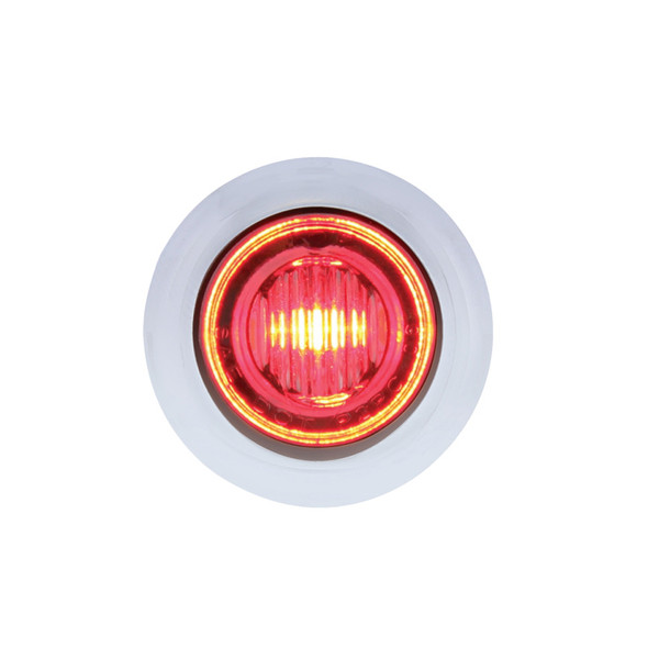 3 LED Red & White Dual Color Mini Clearance Marker Light With Bezel Red