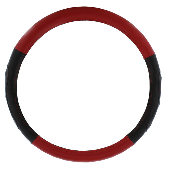 Universal 18" Leather Steering Wheel Cover Red