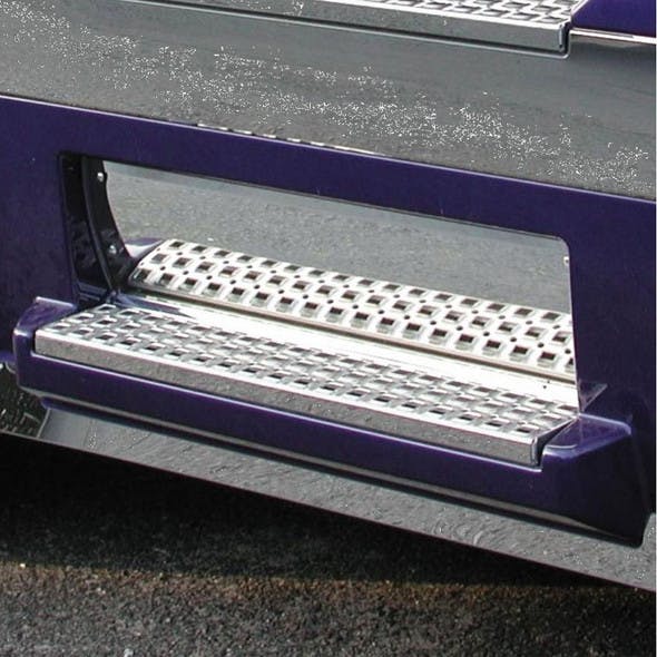 Volvo VN Stainless Steel Front Lower Step Kick Plate On Truck