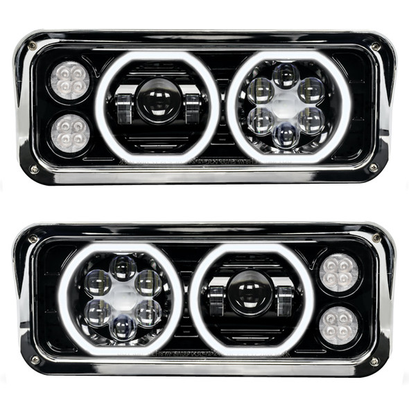 Peterbilt 379 LED Projector Headlight Assembly With Black Finish