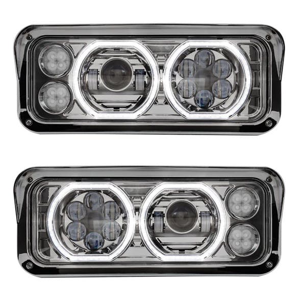 LED Projector Headlight Assembly With Chrome Finish