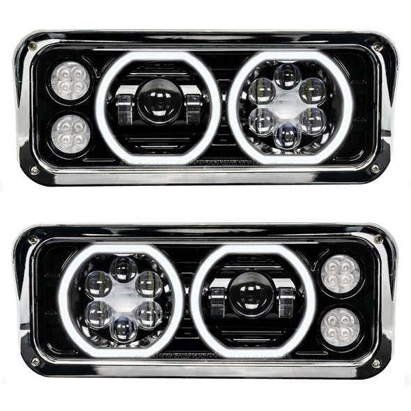 Kenworth W900 LED Projector Headlight Assembly With Black Finish