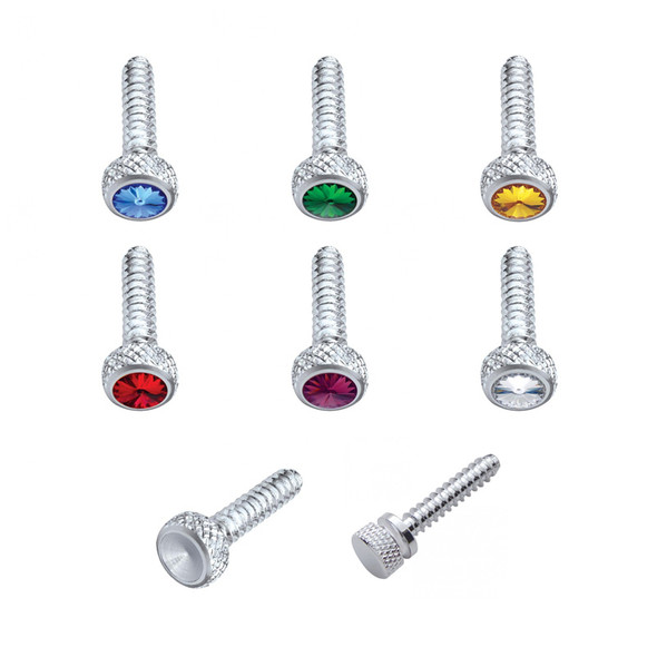 Freightliner Chrome Short Dash Screws With Colored Diamond - Styles