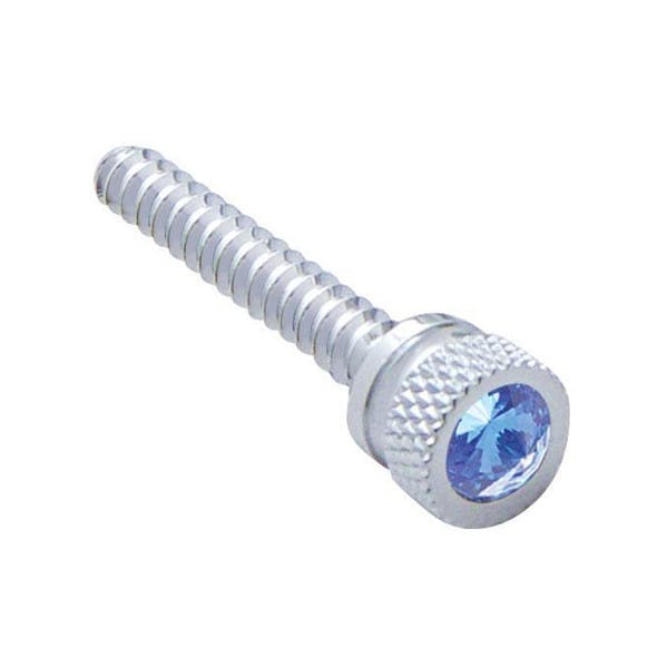 Freightliner Long Chrome Dash Screws With Colored Diamond - Blue