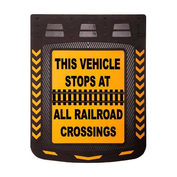 24" x 30" Caution Railroad Crossing Mud Flaps With Black Background