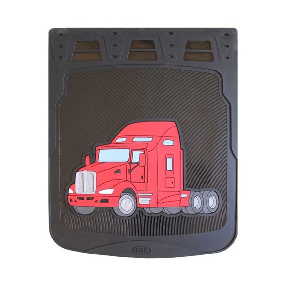 24" Kenworth T660 Rubber Mud Flaps With Black Background Red