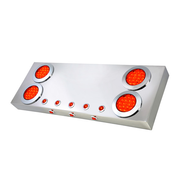 Stainless Steel Rear Center Panel With 4" Round & 1" Round LEDs & Under Glow Effect - No License Frame