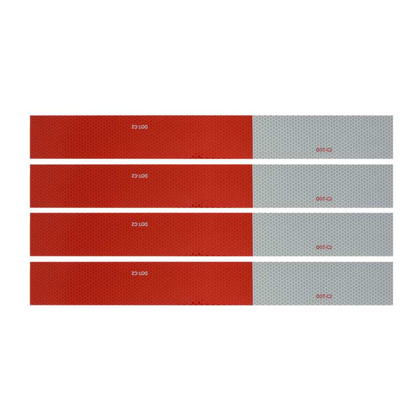 Red & White DOT-C2 Conspicuity Reflective Tape 18" Strips By Grand General
