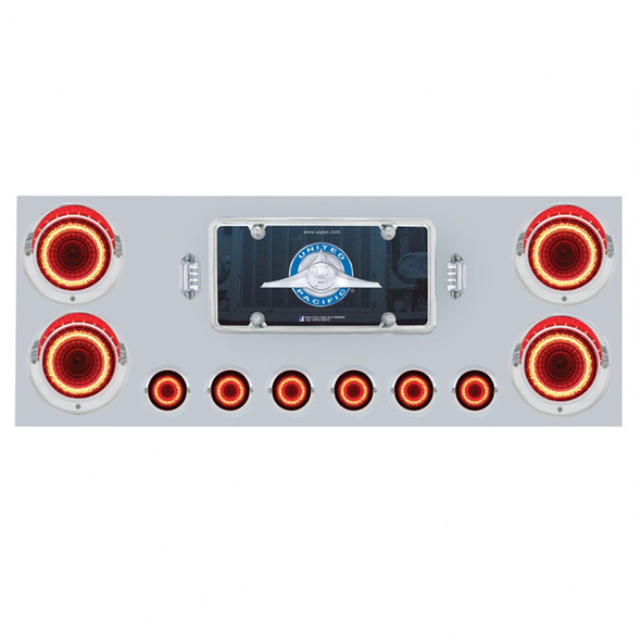 Stainless Steel Rear Center Panel With 4" Round & 2" Round Mirage Red Lens LEDs
