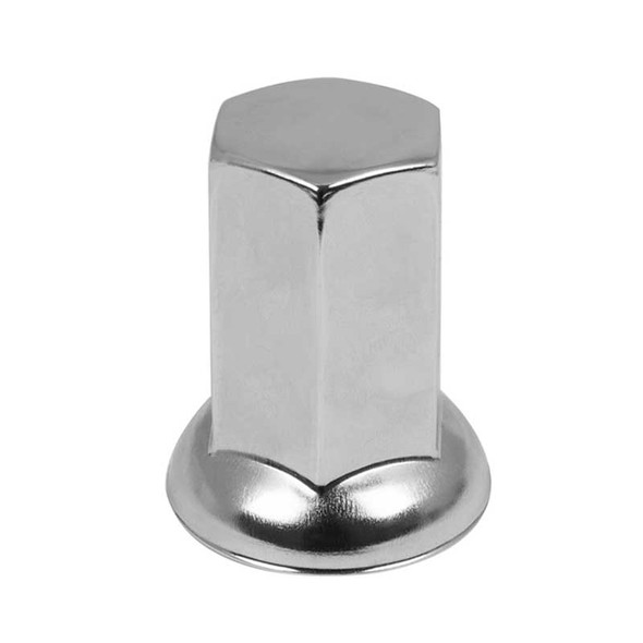 33mm Chrome Steel Flat Top Lug Nut Cover With Flange By Grand General