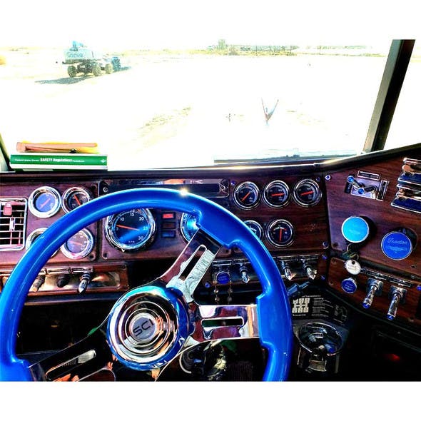 16" Classic Blue Wood 4 Chrome Spoke Steering Wheel On Truck