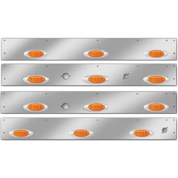 Kenworth W900L T800 Stainless Steel Cab Panels With P1 Style Amber LEDs