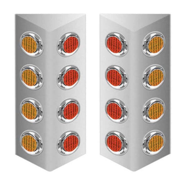 Mack Double Sided Fire Wall Air Cleaner Light Bar With 2" LEDs - Amber & Red