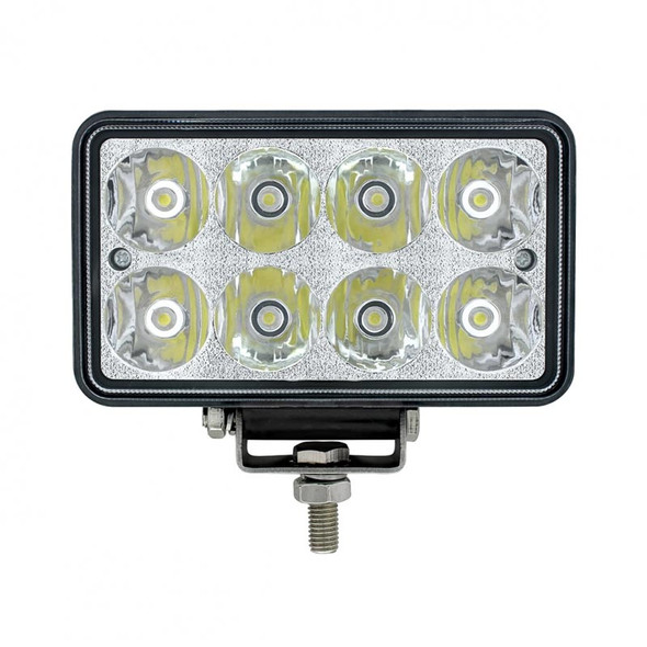 8 High Power LED Rectangular Work Light 1200 Lumens Chrome Lens