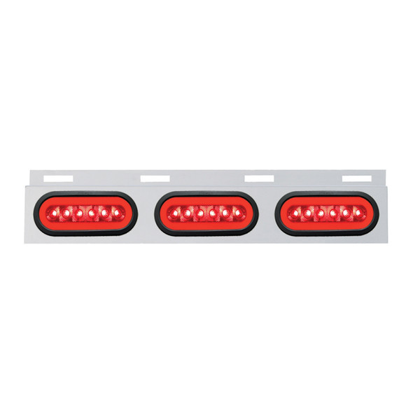 Stainless Top Mud Flap Light Bracket With 3 Oval LED "GLO" Lights - Red with Grommet On