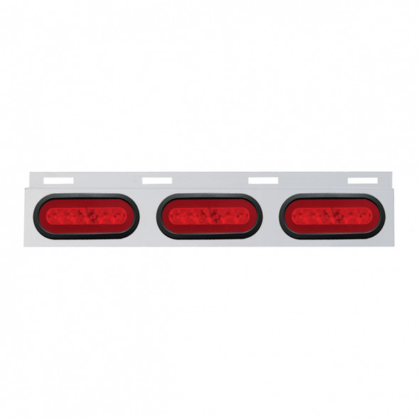 Stainless Top Mud Flap Light Bracket With 3 Oval LED "GLO" Lights - Red with Grommet Off