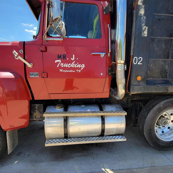 Heavy Duty Rubber Fuel Tank Strap Backing On Red Truck