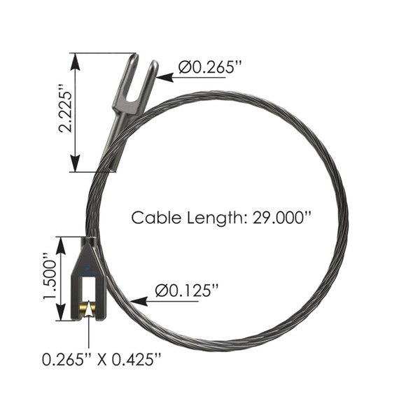 International 29" Hood Cable 483687C1 483687C2 EE02004066 Measurement