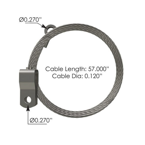 Kenworth T600 Hood Cable K068-4605-3 Measurements