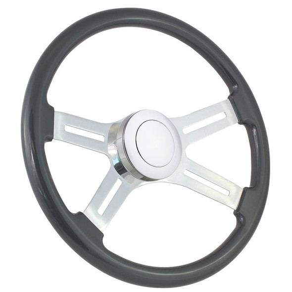 Highway Wheels 18" Gray Painted Steering Wheel With Chrome Dual Classic Spokes Smooth