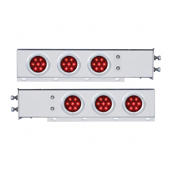 Competition Series Mud Flap Hanger With 6 4" Round LED Lights - Red Lens On