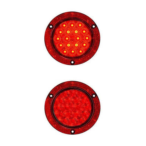 4" Round Fleet Series LED Light With Reflector Ring By Grand General - Red/Red
