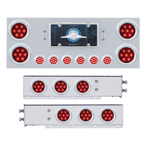 Competition Series Rear Center Panel and Mud Flap Set - Red LEDs/Red Lens Lights On