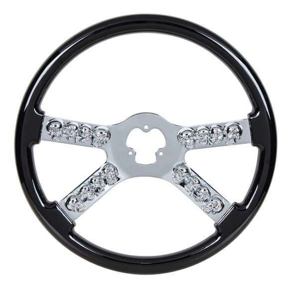 Black Chrome Skull Spoke Steering Wheel