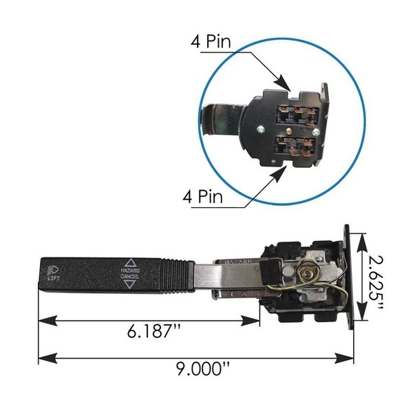 Peterbilt Turn Signal Multifuction Switch Dimensions