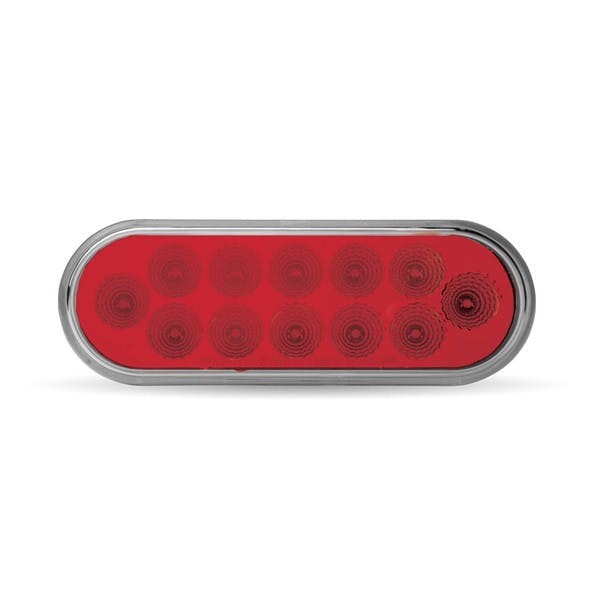 6" Oval Anodized Red Stop Tail Turn LED Light Off