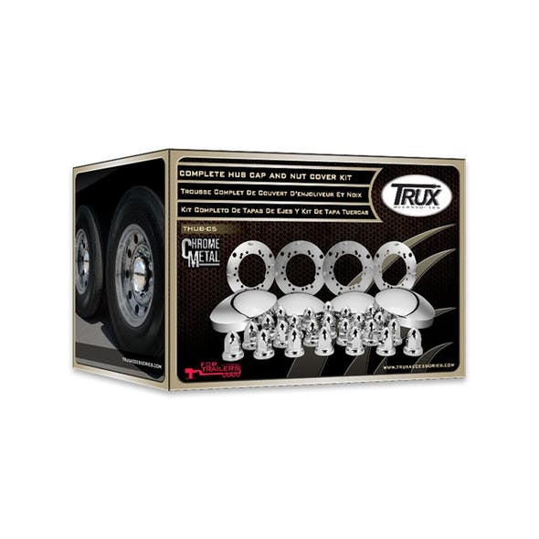 Complete Trailer Hub Cap & Nut Cover Kit Boxed