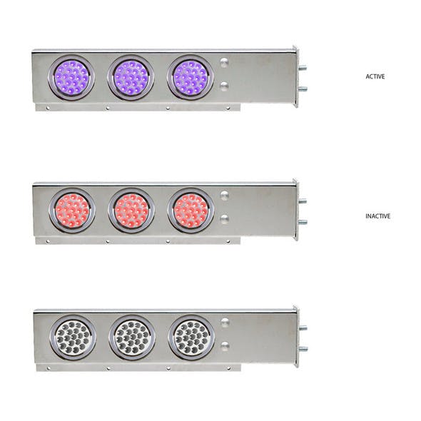 Mud Flap Hangers With Purple/Red Dual Revolution LED Lights 2 1/2" Bolt Spacing