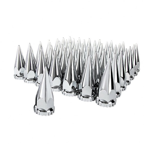60 Pack Chrome Spike Nut Covers Thread-On