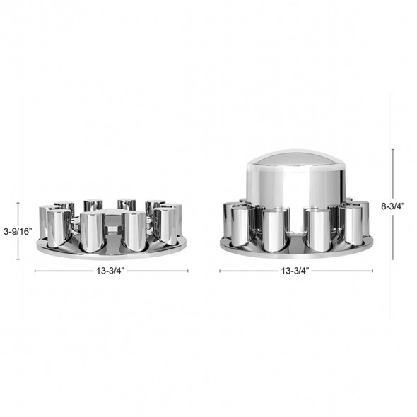 Complete Chrome Cover Kit with Lug Nut Covers Dimensions