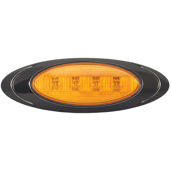 Oval P1 LED Clearance Marker Lights With Black Chrome Bezel Amber Lens