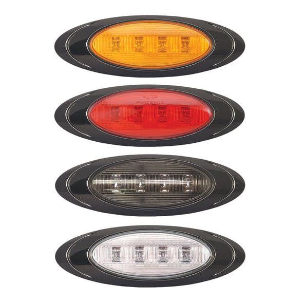 Oval P1 LED Clearance Marker Lights With Black Chrome Bezel All