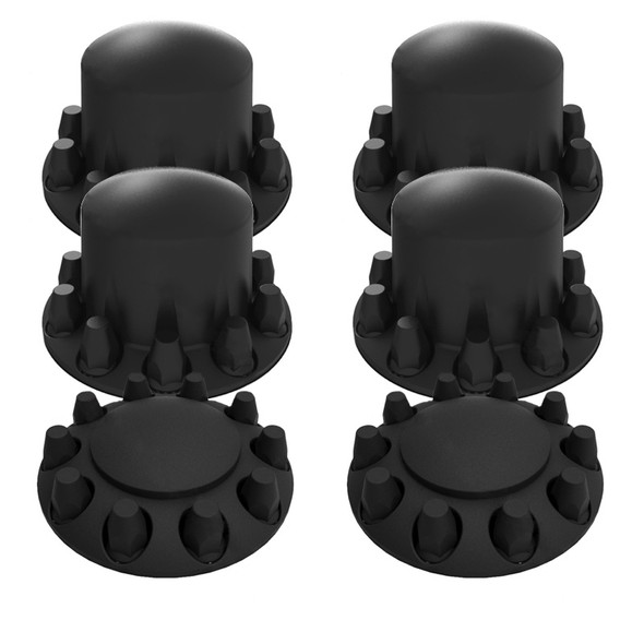 Complete Satin Black Axle Cover Kit With 33MM Thread On Lug Nut Covers