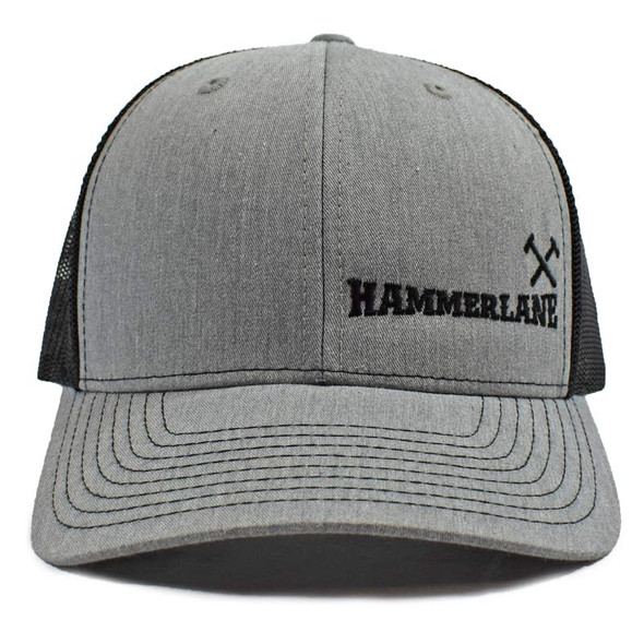Heather Grey & Black Hammerlane Cross Hammers Snapback Hat Front