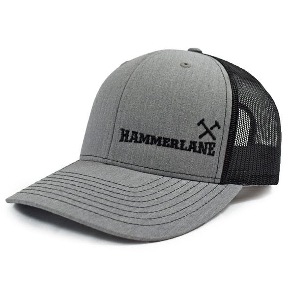 Heather Grey & Black Hammerlane Cross Hammers Snapback Hat Side