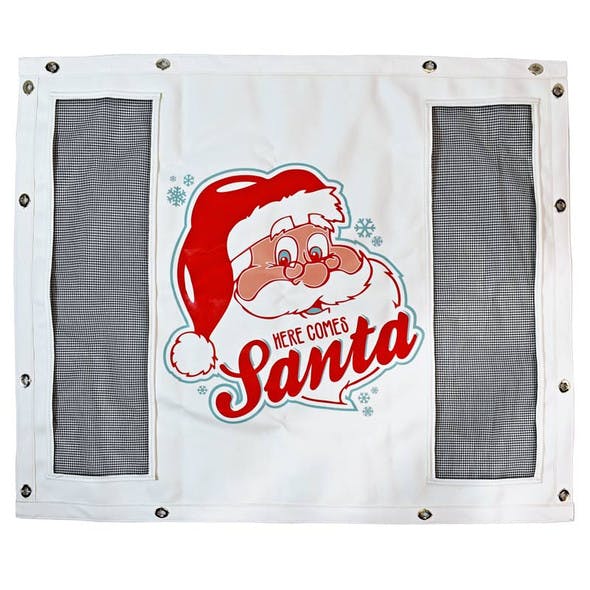 White Winterfront With Custom Here Comes Santa Logo