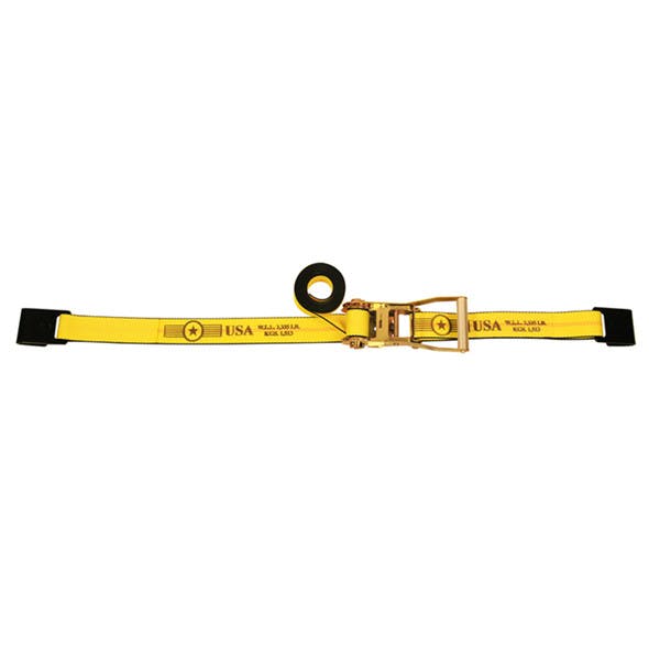 2" Long Wide Handle Ratchet Strap Assembly With Flat Hooks