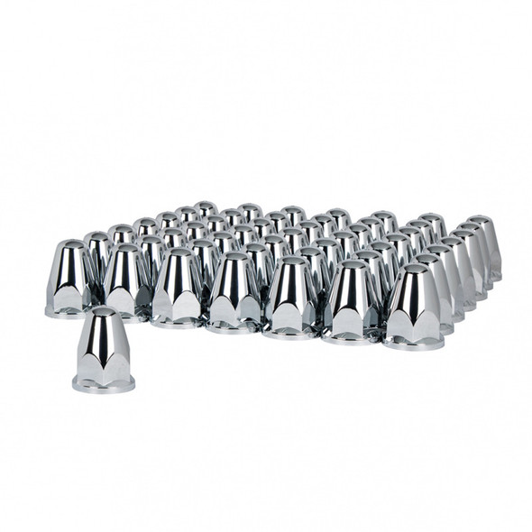 60 Pack of Chrome Plastic 33mm Push-On Bullet Nut Covers With Flange