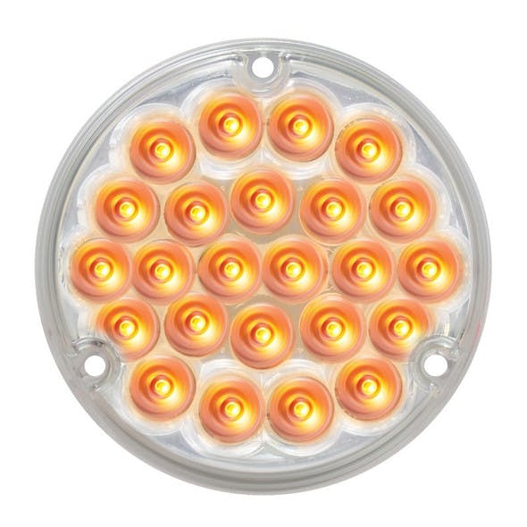 4"  Pearl Round LED Load Light With 1156 Plug - Amber LEDs/Clear Lens - On