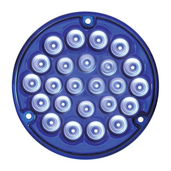 4" Pearl Round LED Interior Light With 1156 Plug - Blue LEDs/Blue Lens On