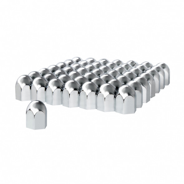 60 Pack of Chrome 1 1/2" Push On Standard Nut Covers