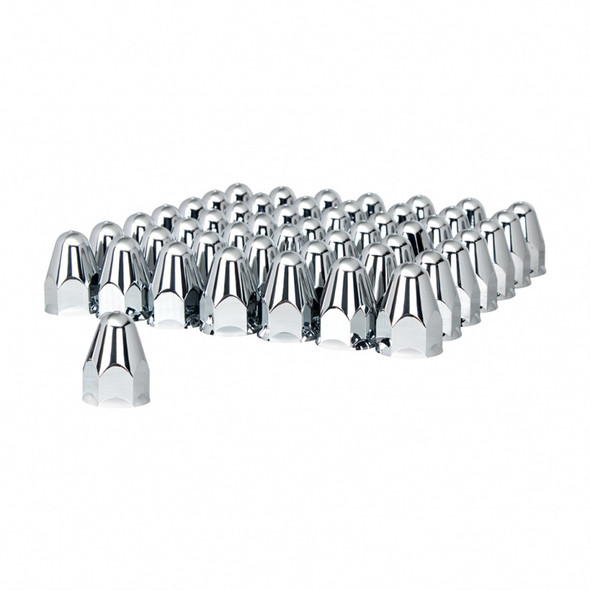 60 Pack of Chrome 1 1/2" Push On Slotted Bullet Nut Cover
