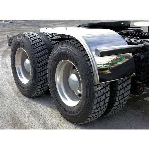 60" Semi Truck Half Fenders Smooth Stainless Steel With Rolled Edge On